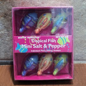 Boston Warehouse Tropical Fish Mini Salt & Pepper Shakers Set of 6 NIB